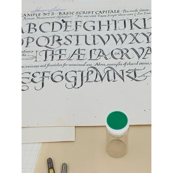 Calligraphy Pen Set Papers Illustrations 11 tips 3 Handles Tip Holder Example - Picture 4 of 16